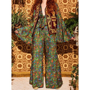 The Hippie Shake Wide Leg Palazzo Pants Size 8 Paisley Bohemian Festival Retro